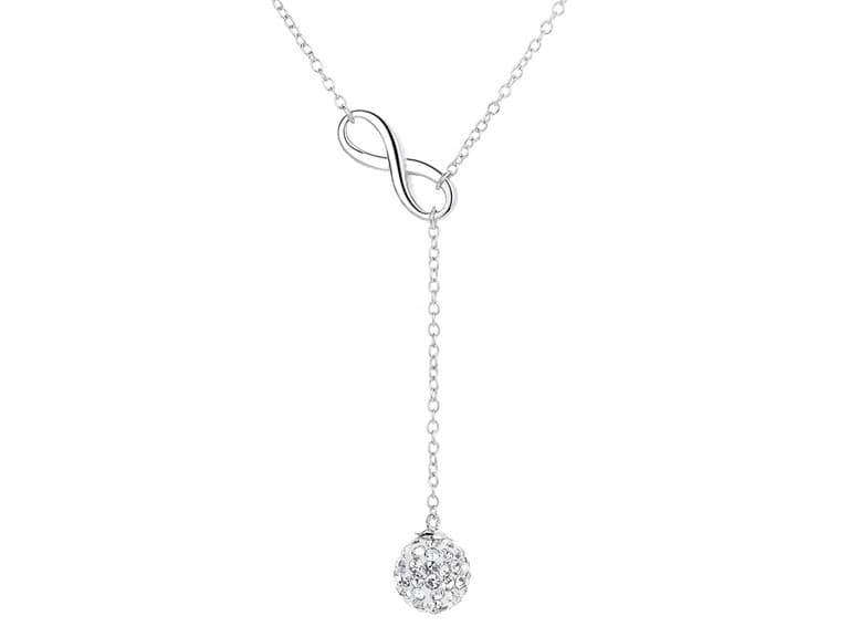 18K White Gold Ball Drop Necklace - Image 1
