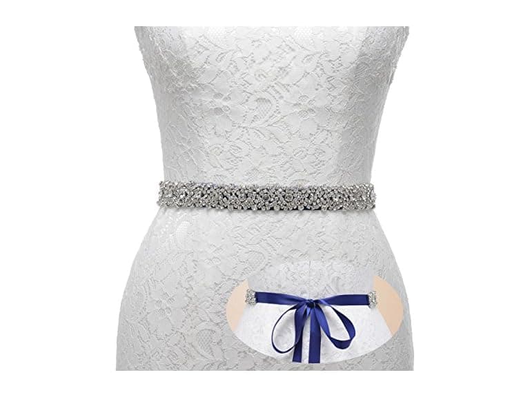 Sweetv Women Remedios Rhinestone Bridal Dress Navy - Image 1