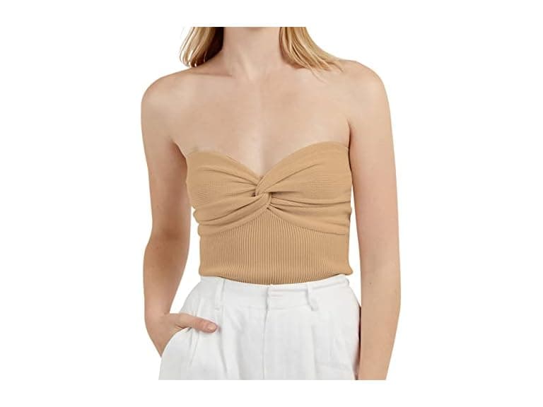 Missactiver Women (L) Twist Front Knit Top Khaki - Image 1