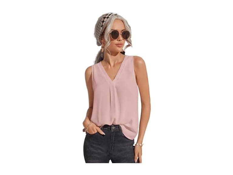 Milumia Women (S) Sleeveless V Neck Office Shirt - Image 1