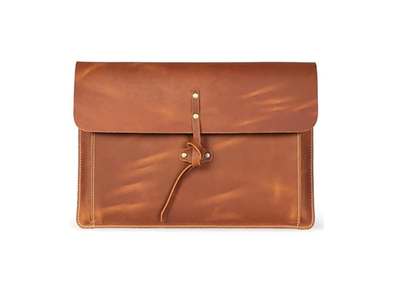 Londo Real Grain Leather MacBook Case with Front Pocket - Image 1