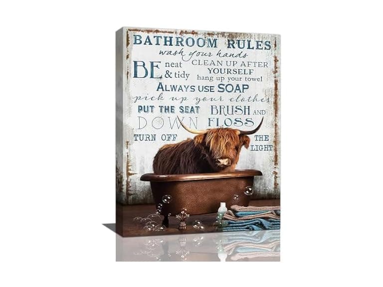 citari Cow Bathroom Wall Art - Image 1