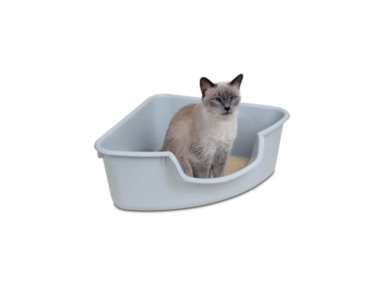 SmartCat Corner Litter Box, Gray - Image 1