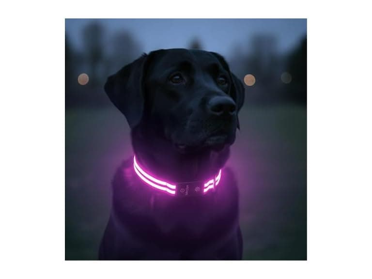 Tractive LED Light Up Dog Collar USB Rechargeable Pink Small - Image 1