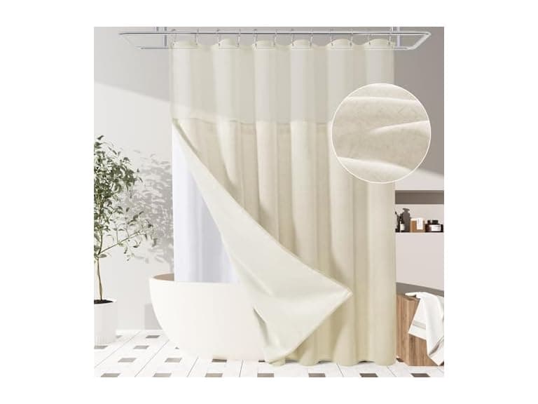 BOODII Linen Shower Curt with Liner Set - Image 1