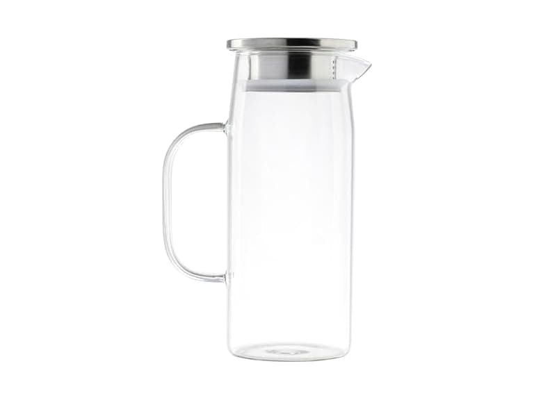 TableCraft 12901 Glass Pitcher with Stainless Steel Dispensing Lid - Image 1