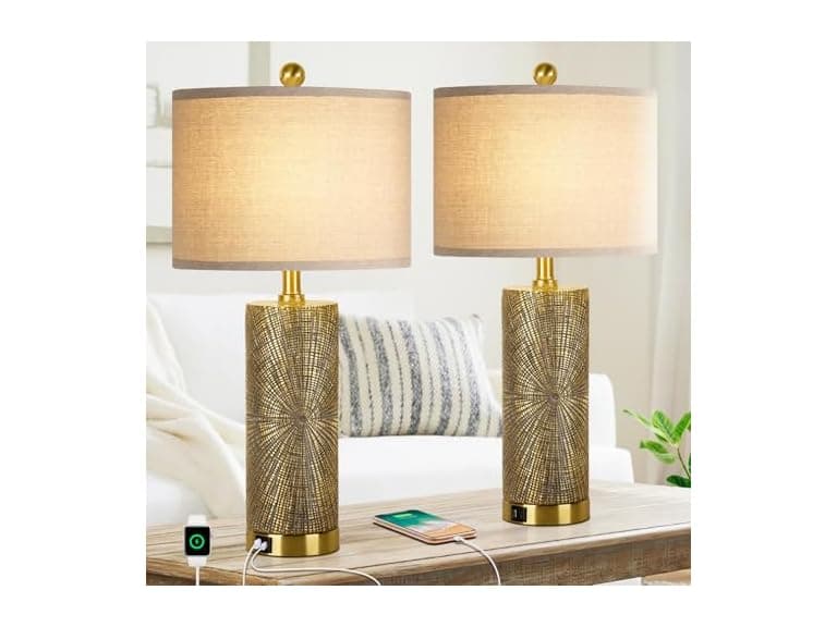 TOBUSA 27" Gold Vintage Table Lamps Set of 2 - Image 1