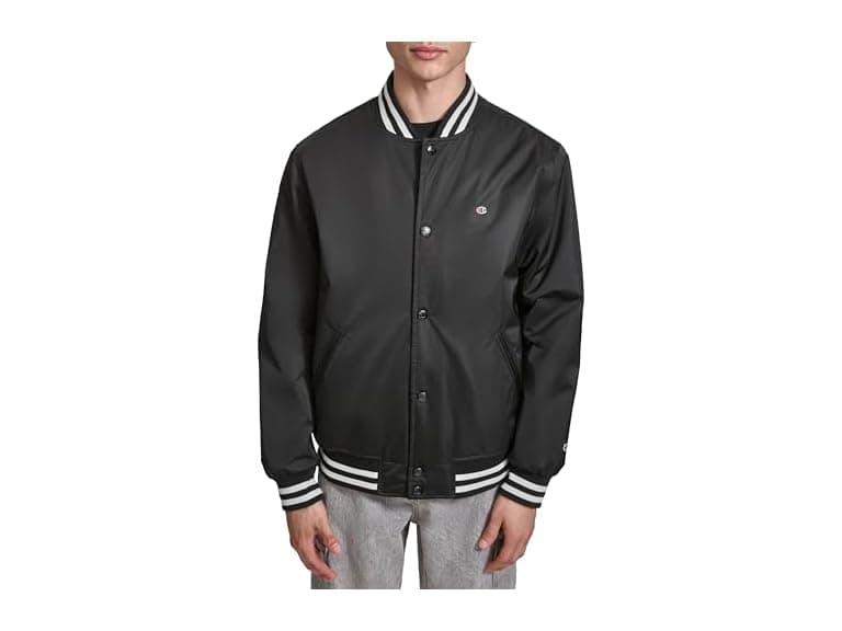Champion Men Logo Striped-trim Varsity Jacket - Image 1