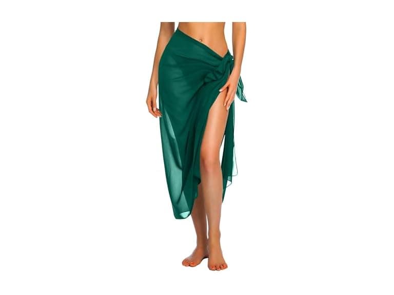 Ekouaer Women (OS) Sarong Bikini Dark Green - Image 1
