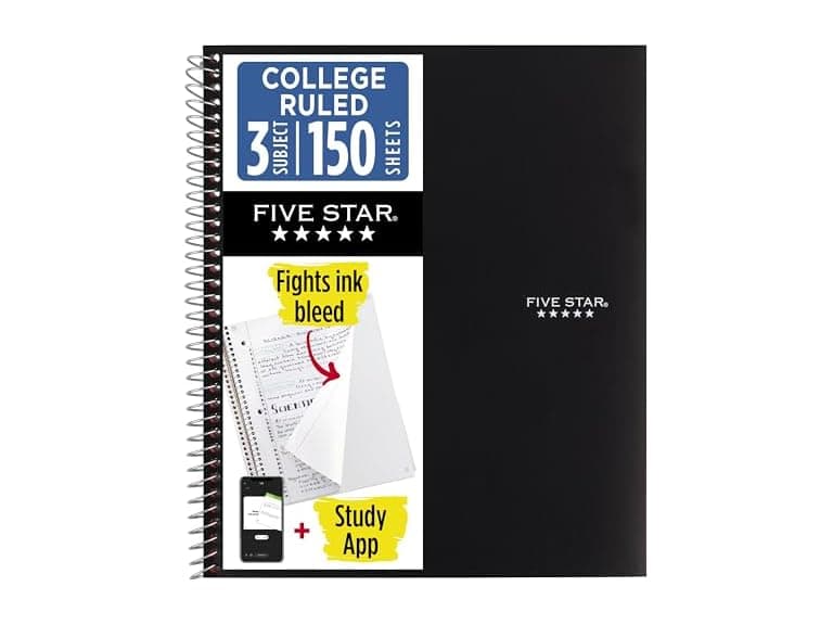 Five Star Spiral Notebook, 150 Sheets, Black - Image 1