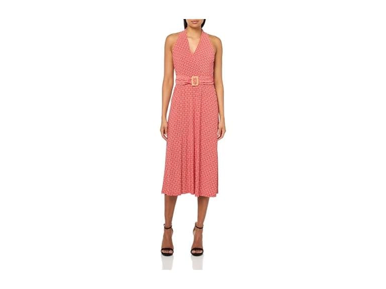 HALSTON Women (14) Sleeveless V-neck Belted Dress - Image 1