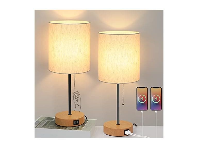 Bosceos Table Lamps Set of 2 with USB Charging Ports - Image 1