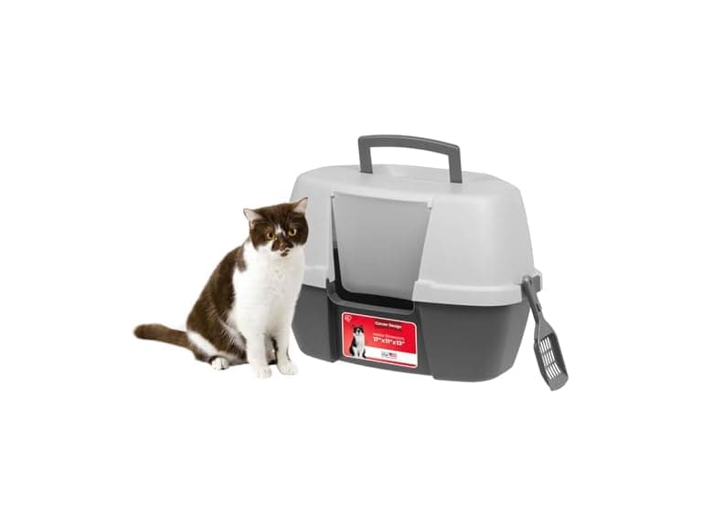 IRIS USA Cat Litter Box - Enclosed Corner Litter Box - Image 1