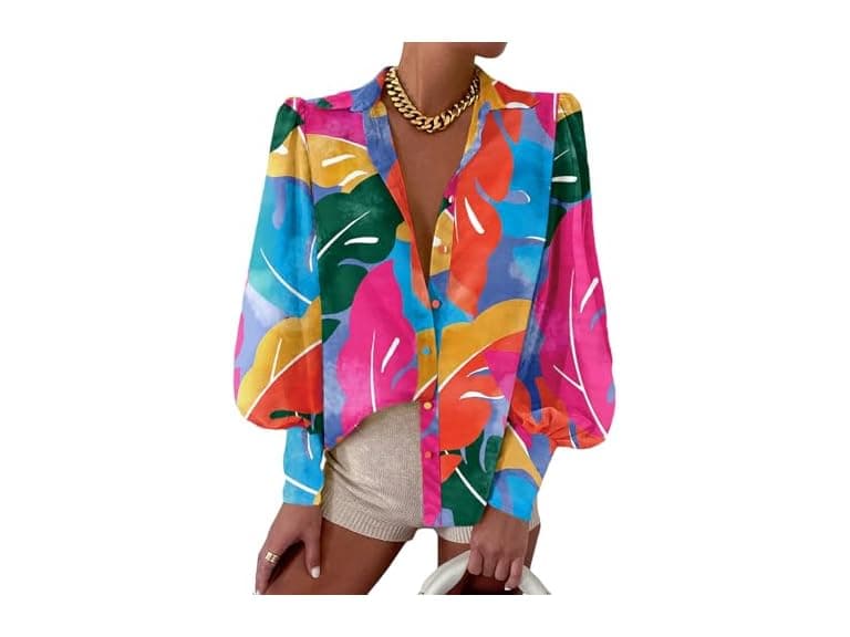 Evaless Women (XL) Long Sleeve Shirt Spring V Tops - Image 1
