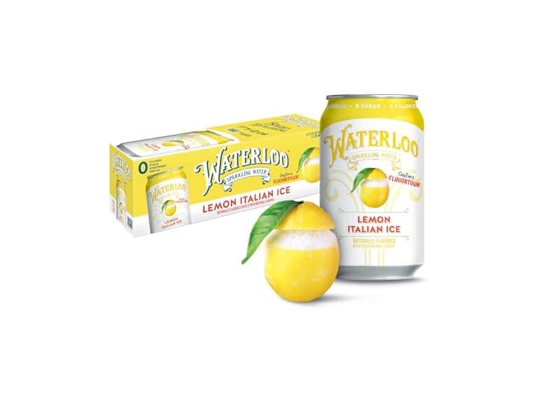 12PK Waterloo Sparkling Water, Lemon Italian ice - Image 1