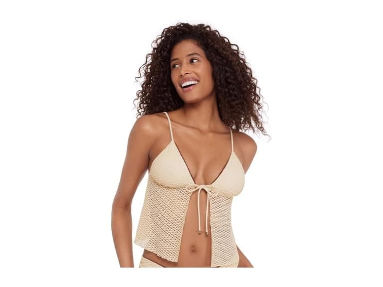 Steve Madden Women Tie Front Crop Swim Tankini Top - Image 1