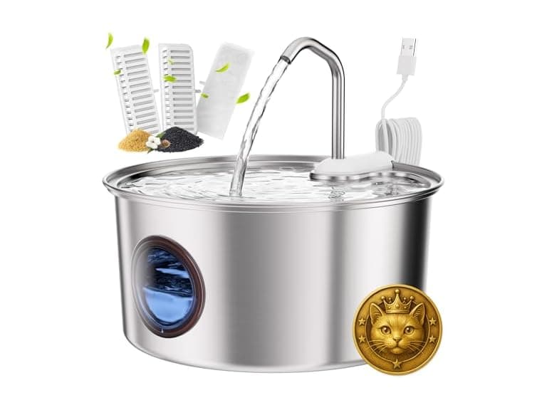 Cat Water Fountain Stainless Steel - 108oz/3.2L Automatic - Image 1