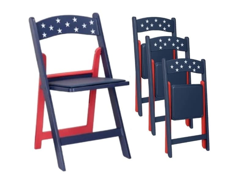 Red White and Blue Old Glory Resin Folding Chair, 4 Chair Pack - Image 1