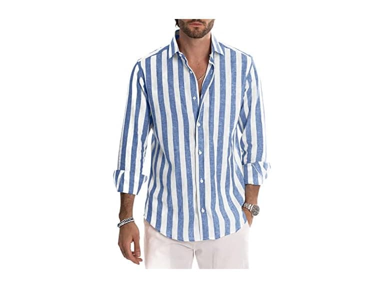 Jmierr Men (M) Linen Shirts Summer Casual Shirt - Image 1
