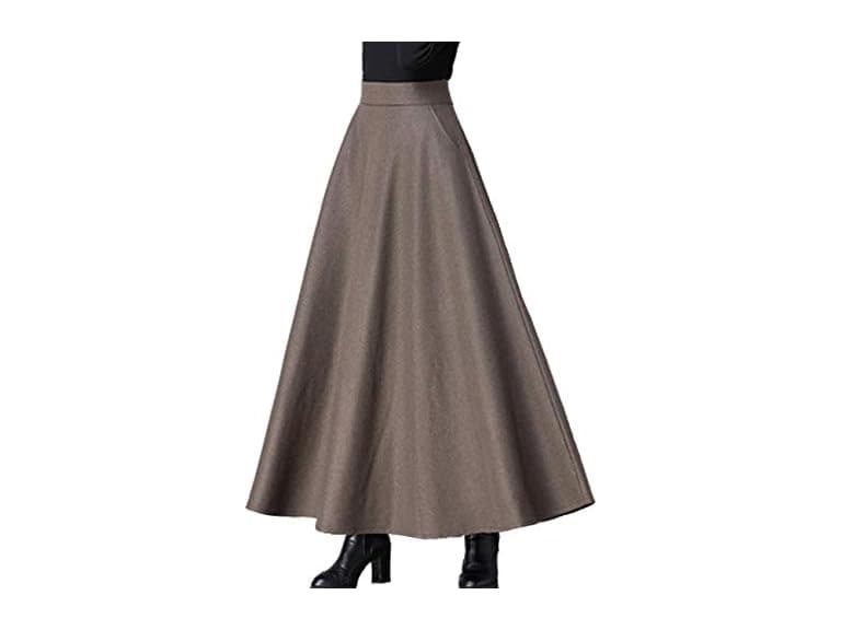 Femiserah Women (M) Long Maxi Woolen Line Skirt - Image 1