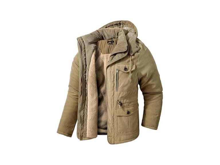 Mr.Stream Men (L) Winter Hooded Jacket Sherpa Coat - Image 1