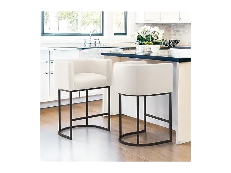 2 Set Beige 27" Height Bar Stools - Image 1