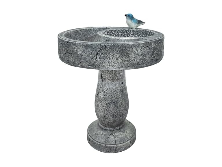 Sunnydaze Resin Bird Bath with Feeder Compartment 27" - Image 1
