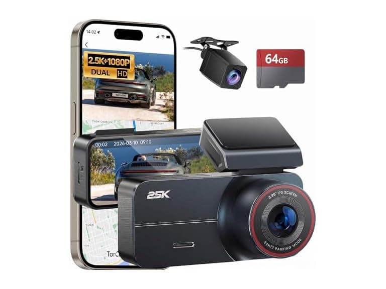 Yonvim 2.5K Dash Cam Front Rear 64GB - Image 1