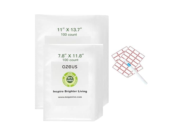 AZEUS Vacuum Sealer Bag Set with Labels & Marker, 200 Bags - Image 1