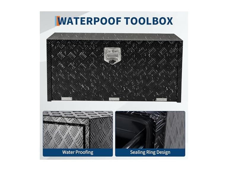 MOVECOM Aluminum Underbody Tool Box 8 x 18 x 18 in, Black - Image 1