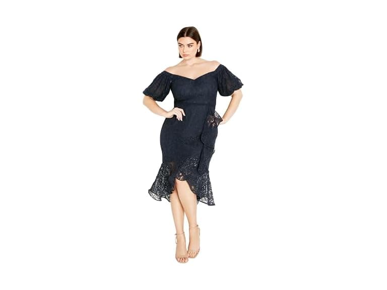 City Chic Women (16 Plus) Lace Lily Dress - Image 1