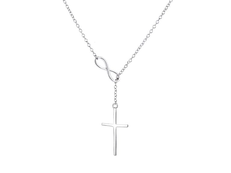 Lariat Infinity Cross Pendant Necklace - Image 1