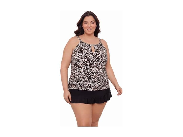 Aqua Green Women Keyhole High Neck Full Swim Top - Image 1