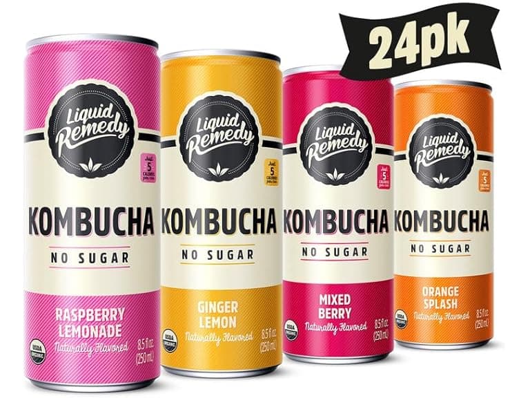 (24 pk) Liquid Remedy Kombucha Sugar Free, Fan Fav Variety - Image 1
