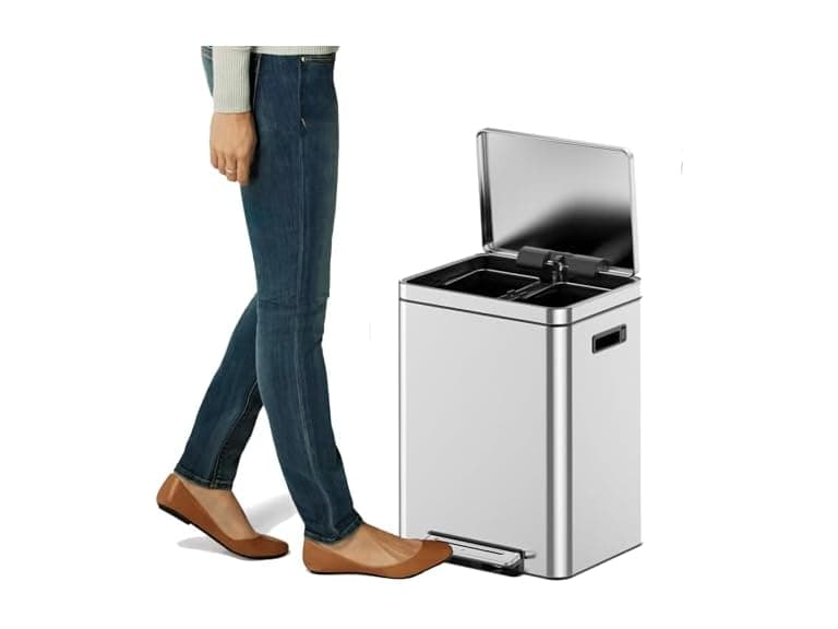 MOVECOM 2 x 4.8 Gal (2 x 18L) Dual Compartment Trash Can - Image 1