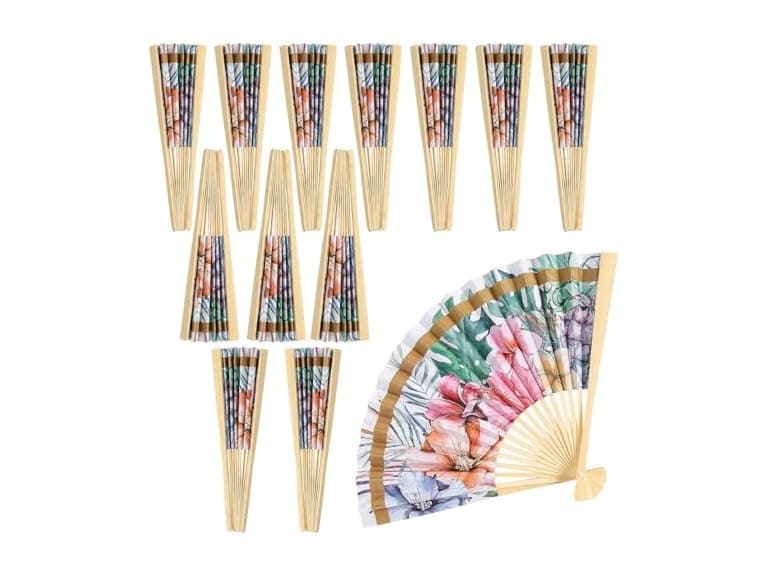 Fun Express Elevated Luau Folding Hand Fans - 12 Piece - Image 1