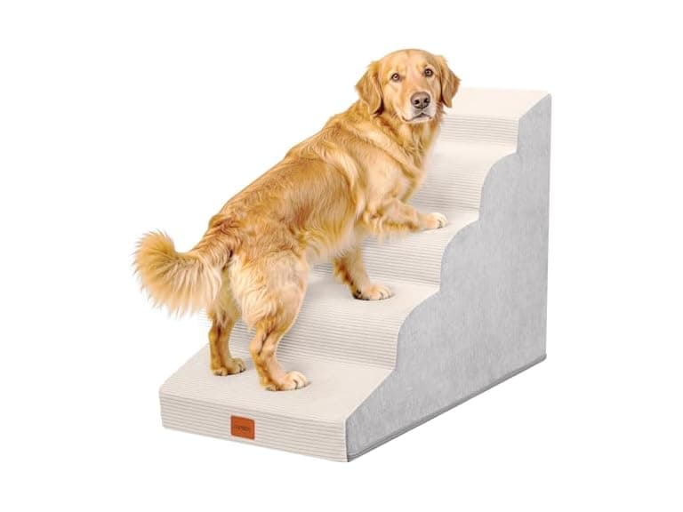 NAPWAYS Dog Stairs for Small Dogs and Cats, 22.6" H, 5-Step - Image 1