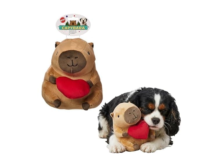 SPOT Capybara with Heart Plush Dog Toy, Soft Stuffed Squeaky - Image 1