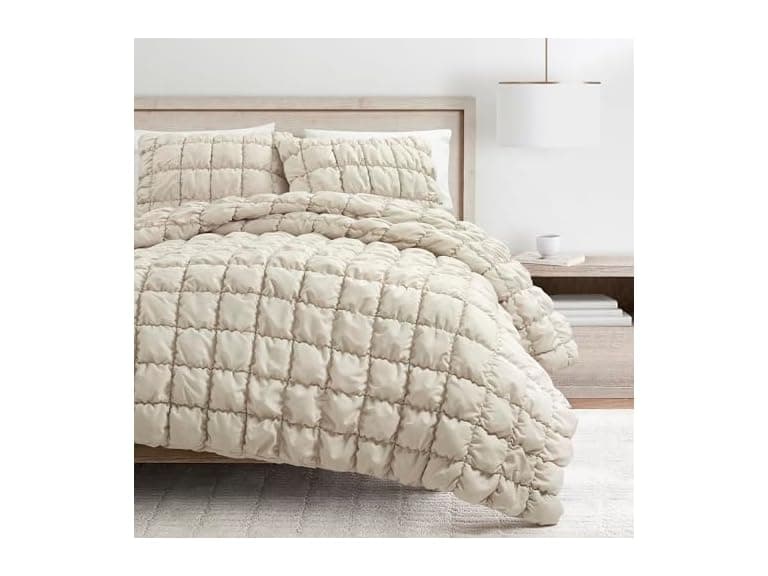 Lush Decor Puff Quilted Comforter Set, 3 Piece Set, Full/Queen - Image 1