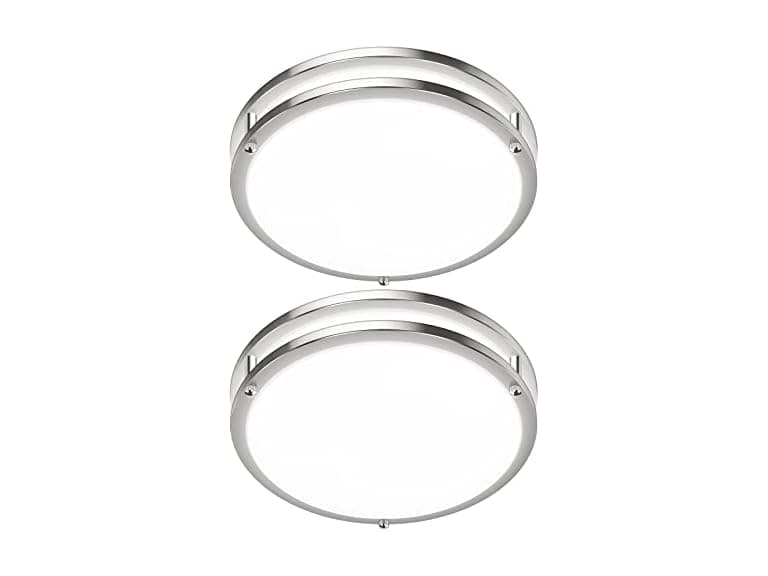GoBright 2Pk 12" LED Ceiling Light, Nickel - Image 1