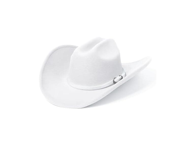 SAJUZEN Wide Brim Cowboy Hat White - Image 1