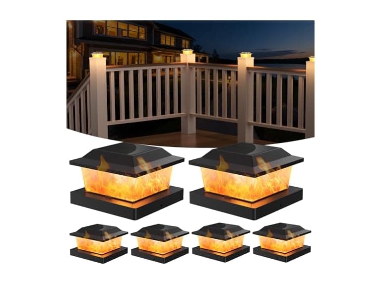 Flyingod White Solar Post Cap Lights Black - Image 1