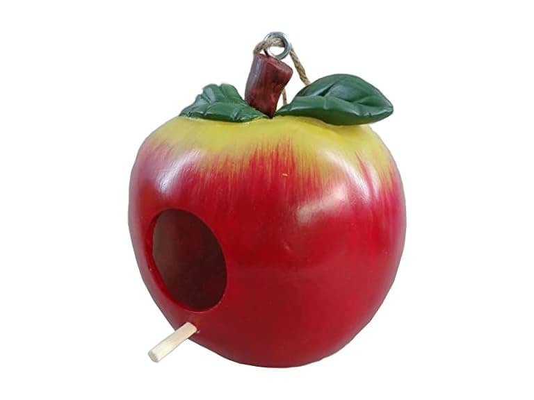 6.9" Resin Red Apple Bird House - Image 1