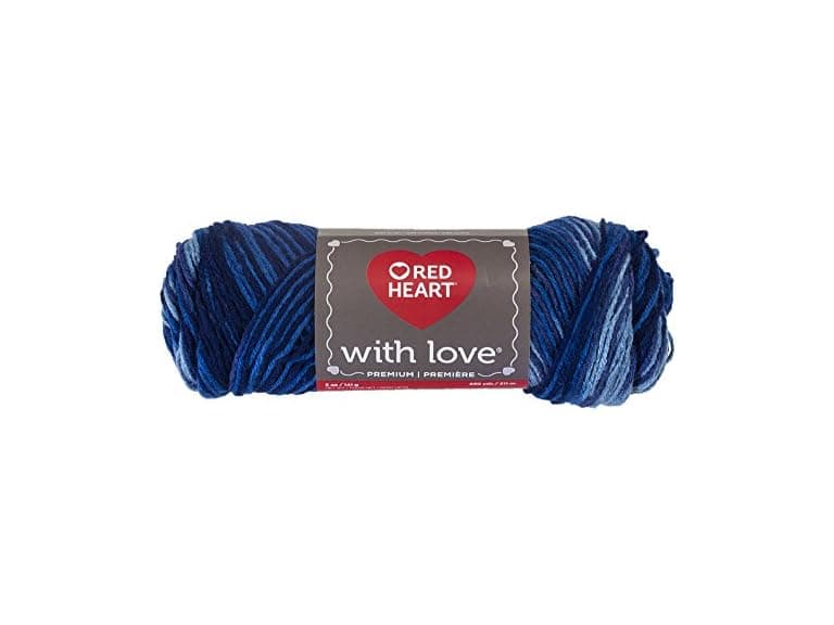 RED HEART With Love Yarn, Deep Blues - Image 1