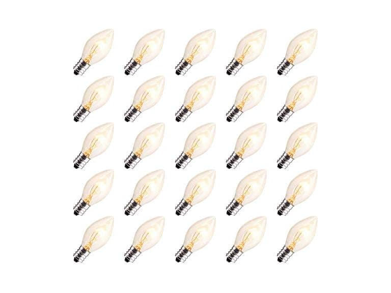 Brightown 25 Pack Clear Christmas Light Bulbs, E12 Candelabra Base - Image 1
