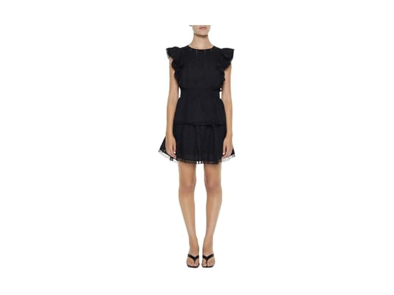 Forever 21 (M) Clip Dot Lace Ruffled Dress Black - Image 1