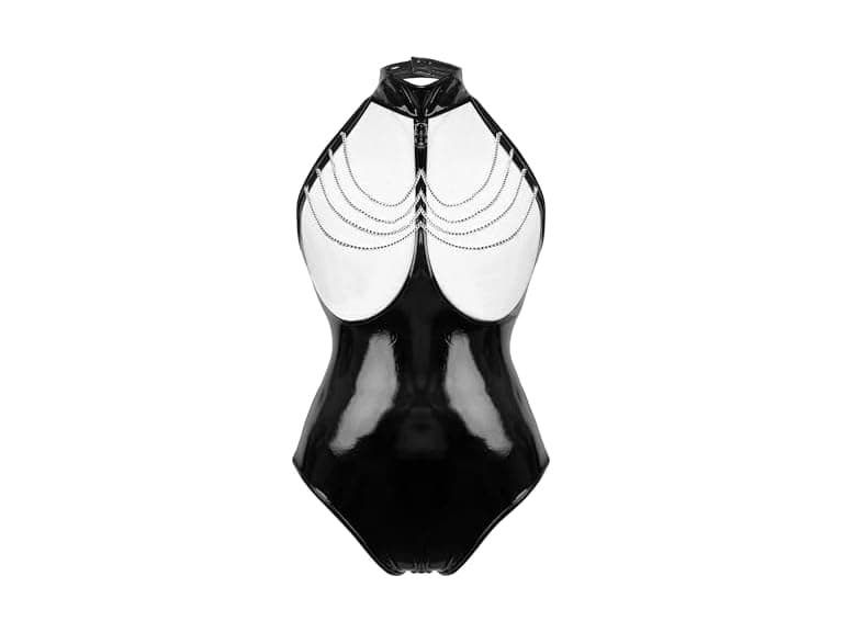 Feoya (L) Patent Leather Halter Neck Bodysuit - Image 1