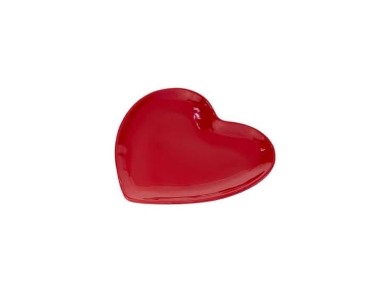 Ceramic Plate Heart-Shaped Mini Tray, Small, Red - Image 1