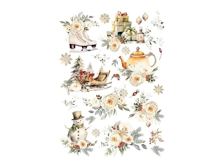 Craft Kreatively White Christmas Rice Paper, 11.5 x 1 - Image 1