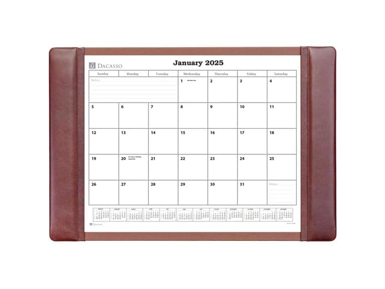 Dacasso Leather Desk Calendar pad, 25.5 x 17.25, Mocha - Image 1